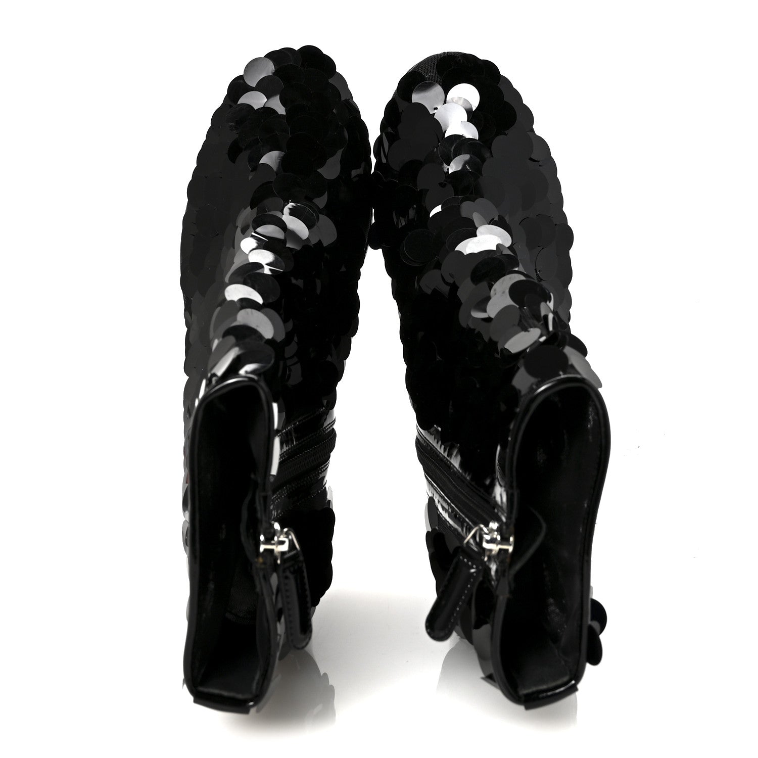 Chanel Sequin Mesh Boots 38.5 Black 2 of 9