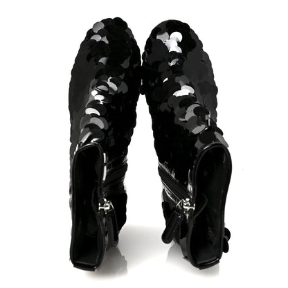 Chanel Sequin Mesh Boots 38.5 Black 2 of 9