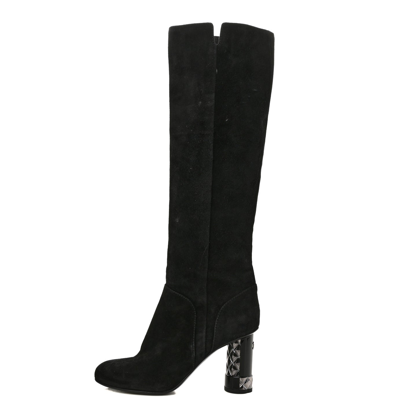 Suede Calfskin High Boots 37 Black