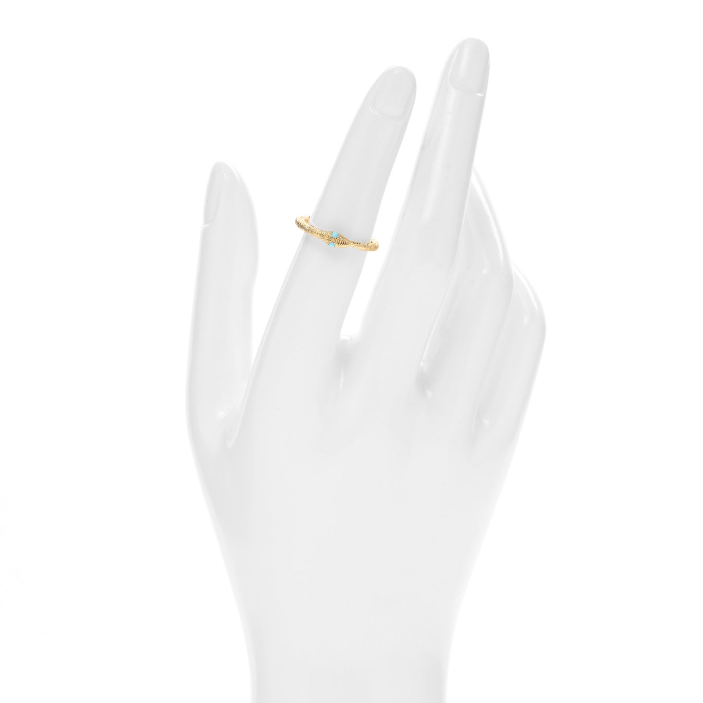 18K Yellow Gold Turquoise Ouroboros Snake Ring 49 5