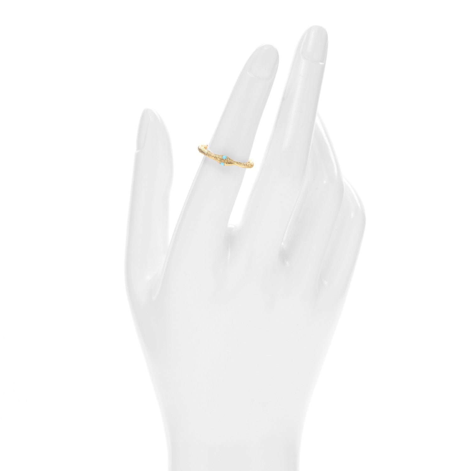 Gucci 18K Yellow Gold Turquoise Ouroboros Snake Ring 49 5 2 of 4