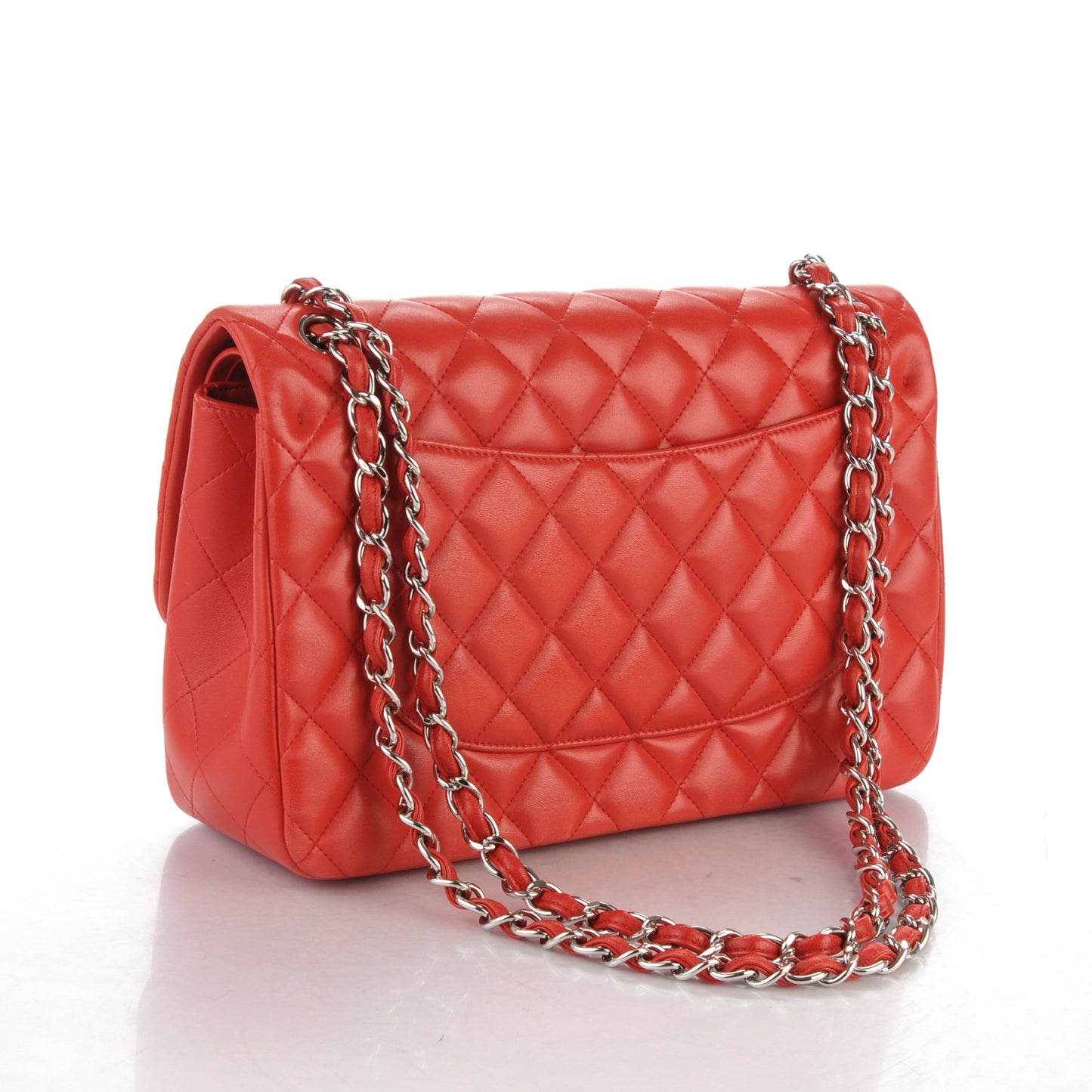 Lambskin Quilted Jumbo Double Flap Red