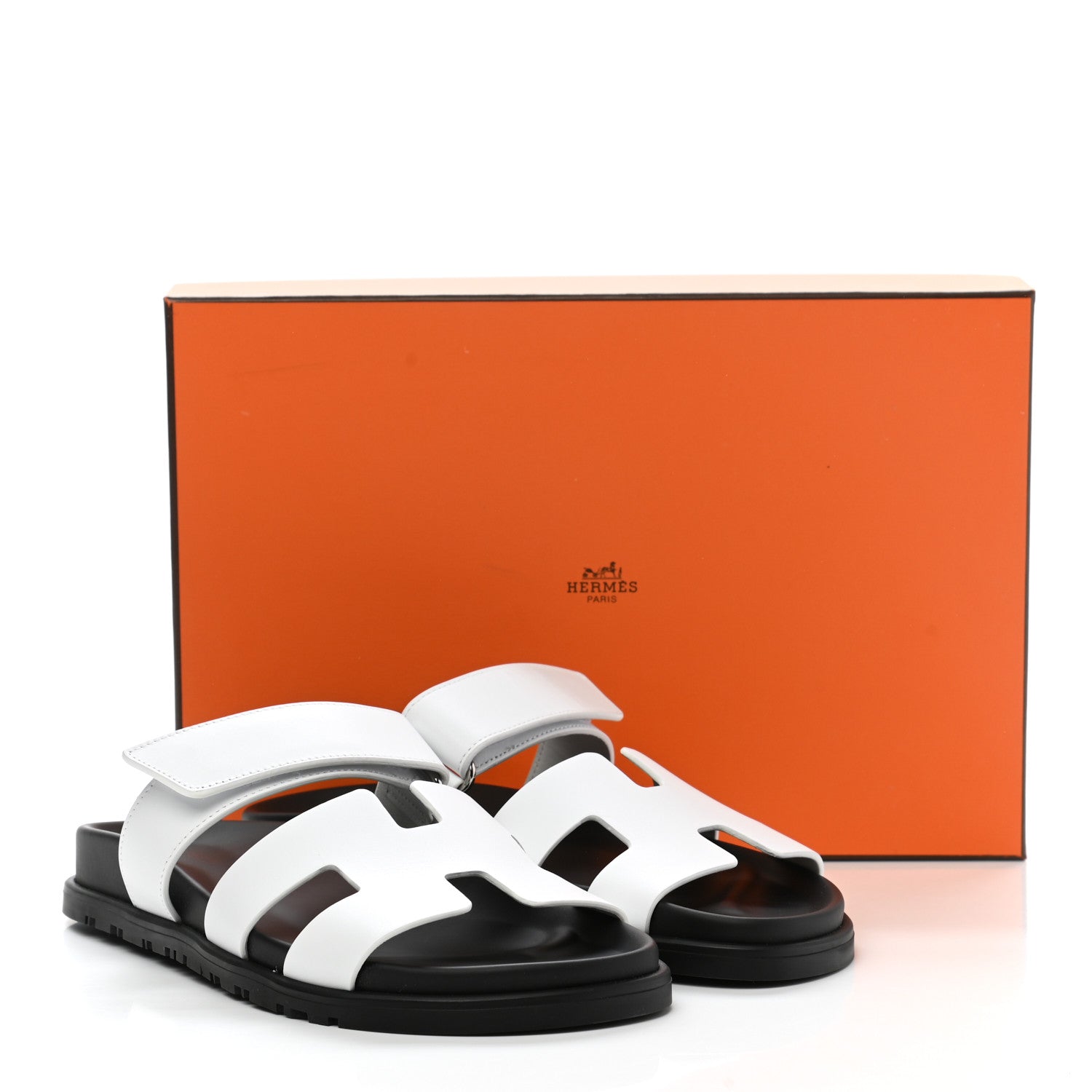 Hermes Calfskin Womens Chypre Sandals 37 White 9 of 9