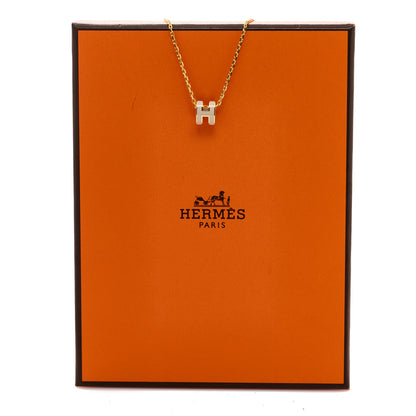 Hermes Lacquered Gold Mini Pop H Pendant Necklace Marron Glace 6 of 6