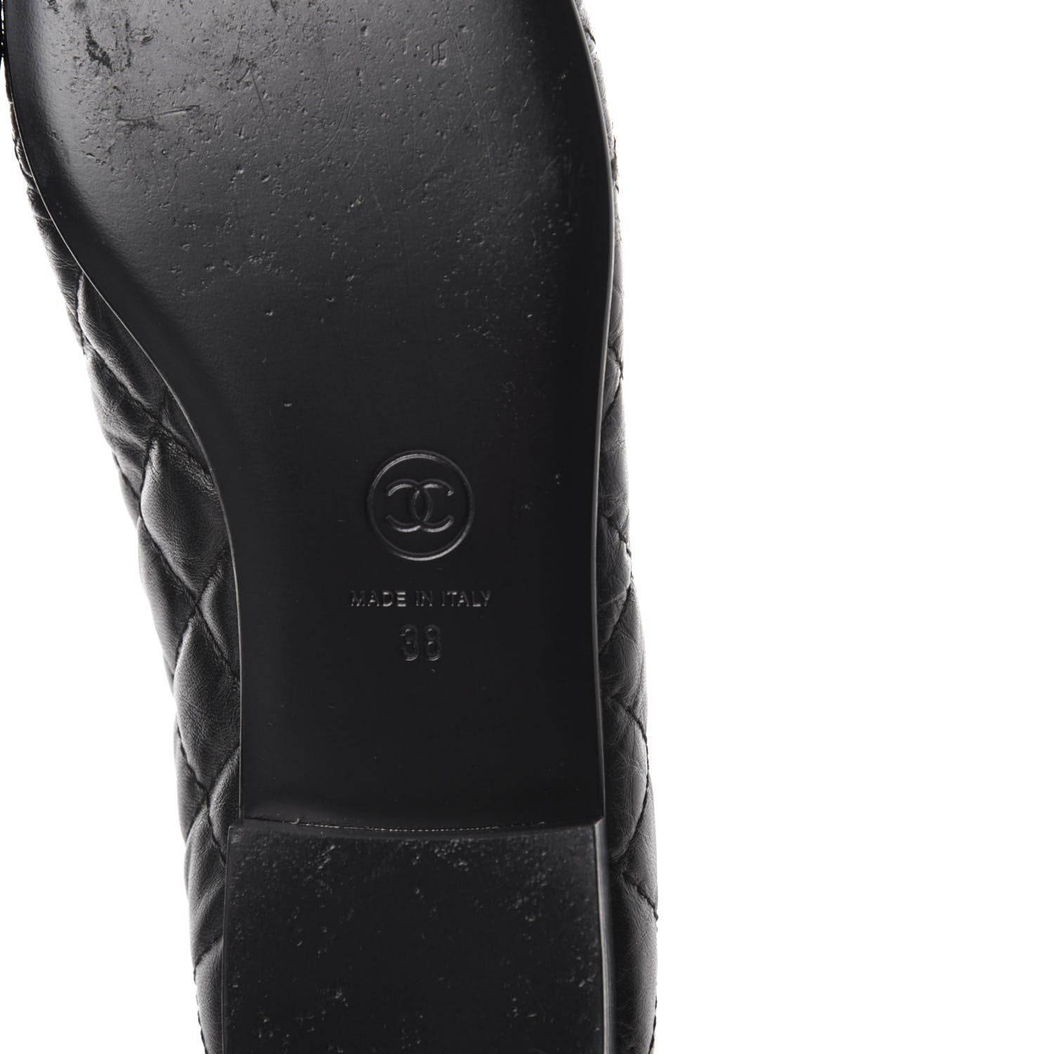 Chanel Aged Calfskin Quilted Cap Toe Ballerina Flats 38 Black 9 of 10