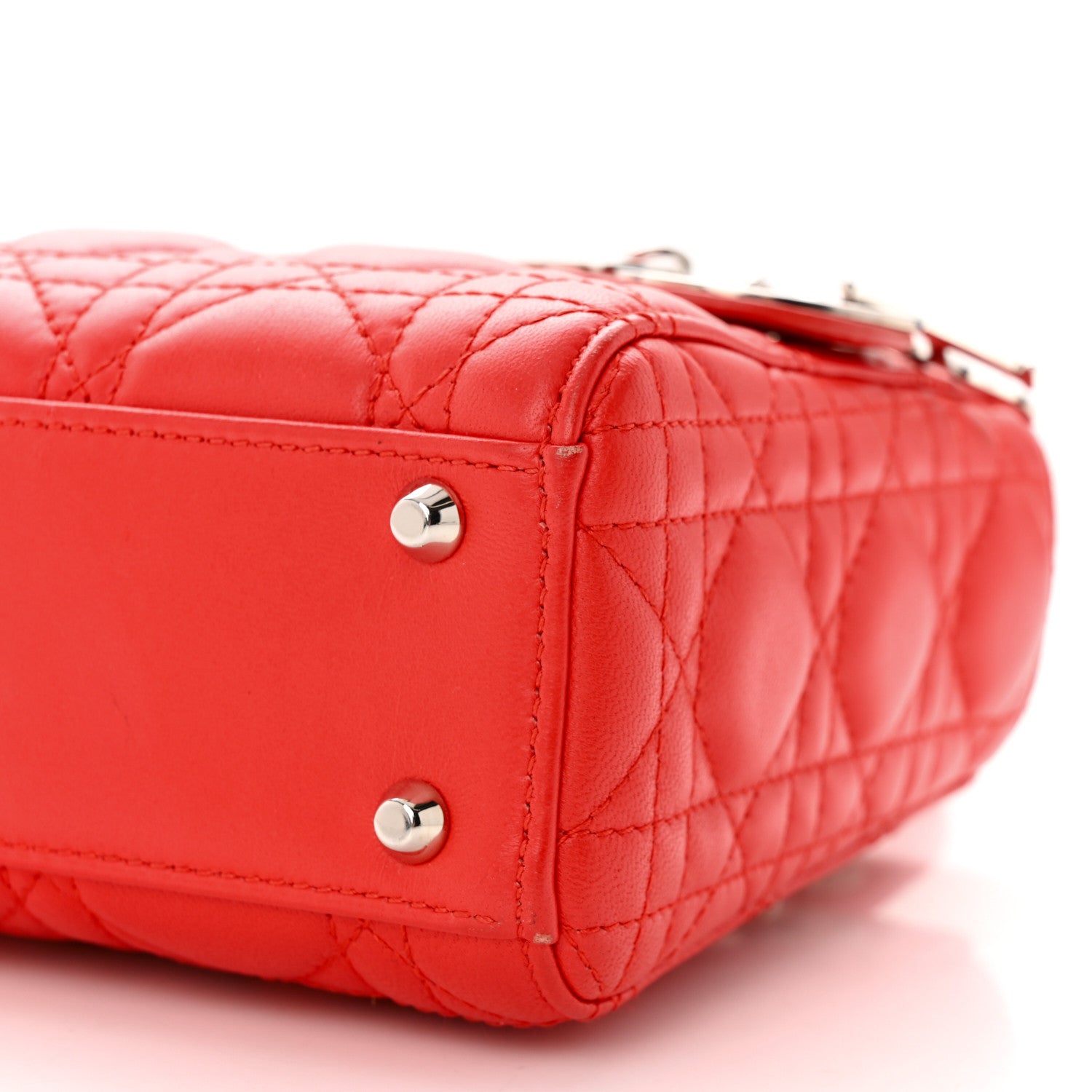 Christian Dior Lambskin Cannage Mini Lady Dior Red 10 of 13