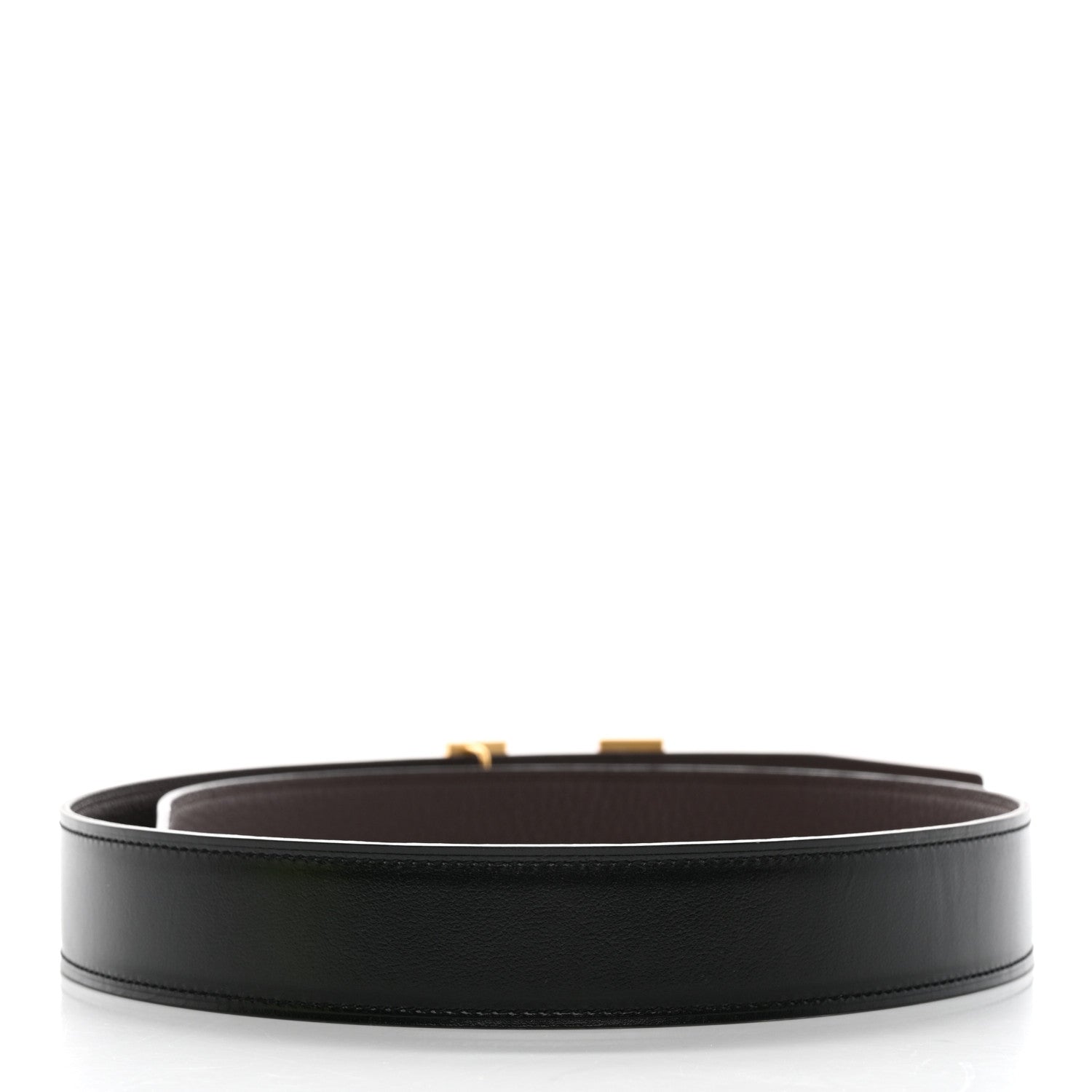 Hermes Box Togo 32mm H Belt 80 32 Black Chocolate 2 of 7
