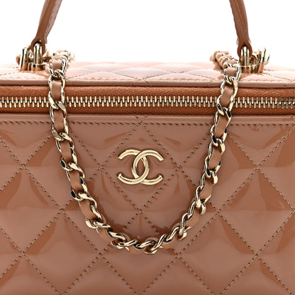 Chanel Patent Quilted Quilted Small Top Handle Vanity Case With Chain Dark Beige 9 of 11