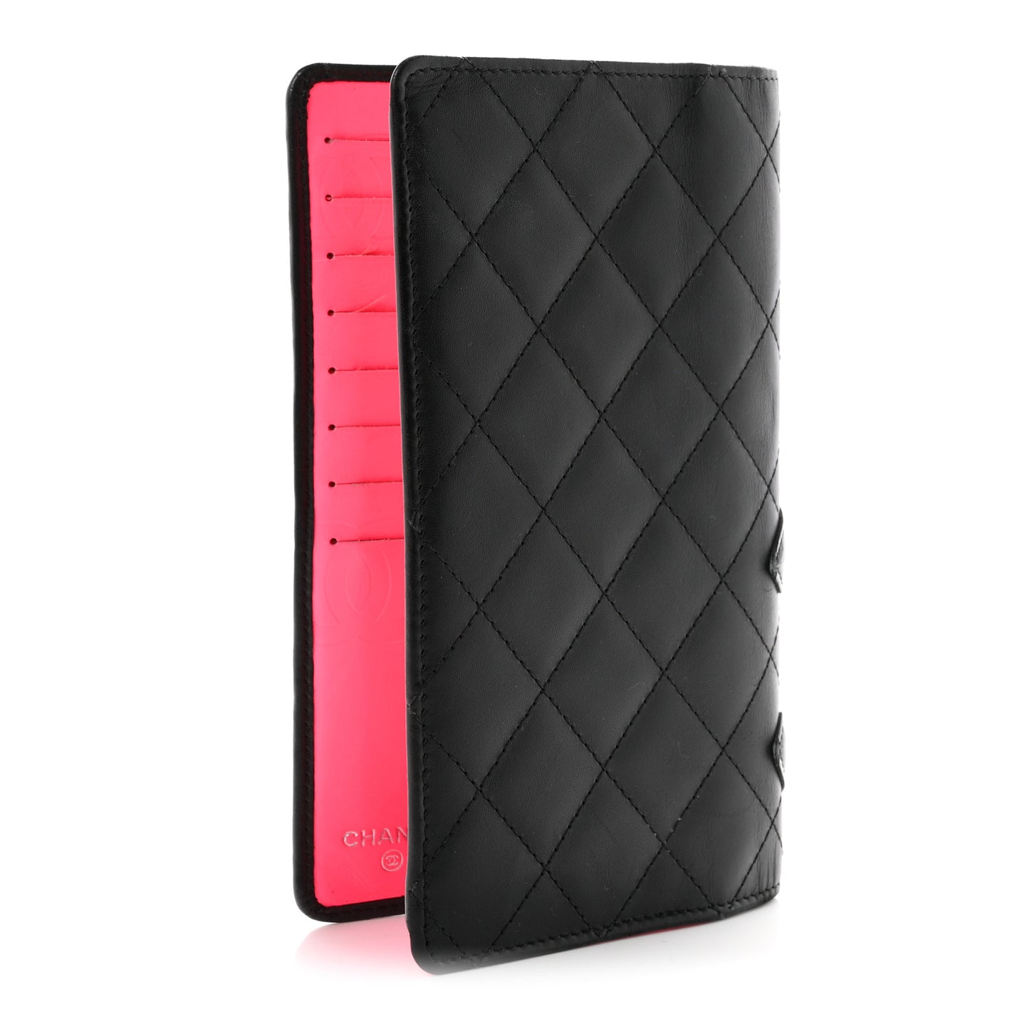 Calfskin Quilted Cambon Yen Wallet Black