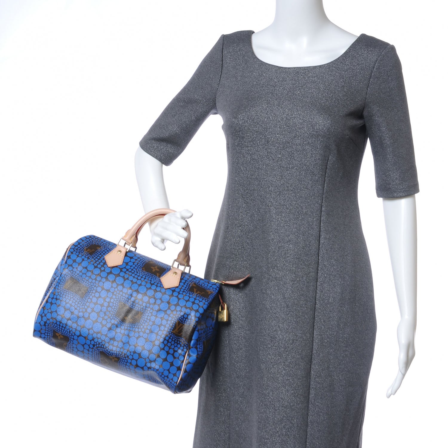 Louis Vuitton Monogram Kusama Town Speedy 30 Blue 2 of 6