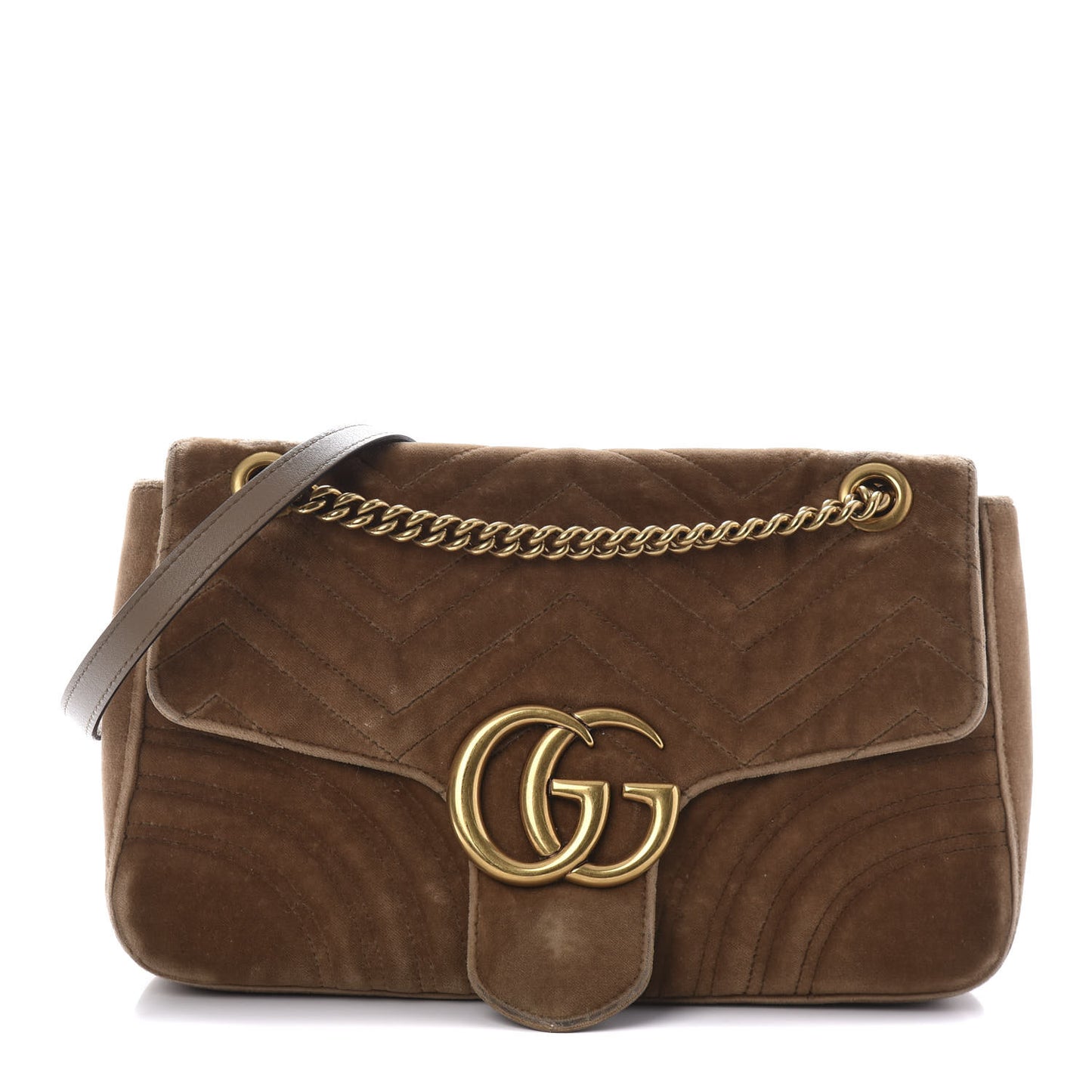 Velvet Matelasse Medium GG Marmont Shoulder Bag Taupe