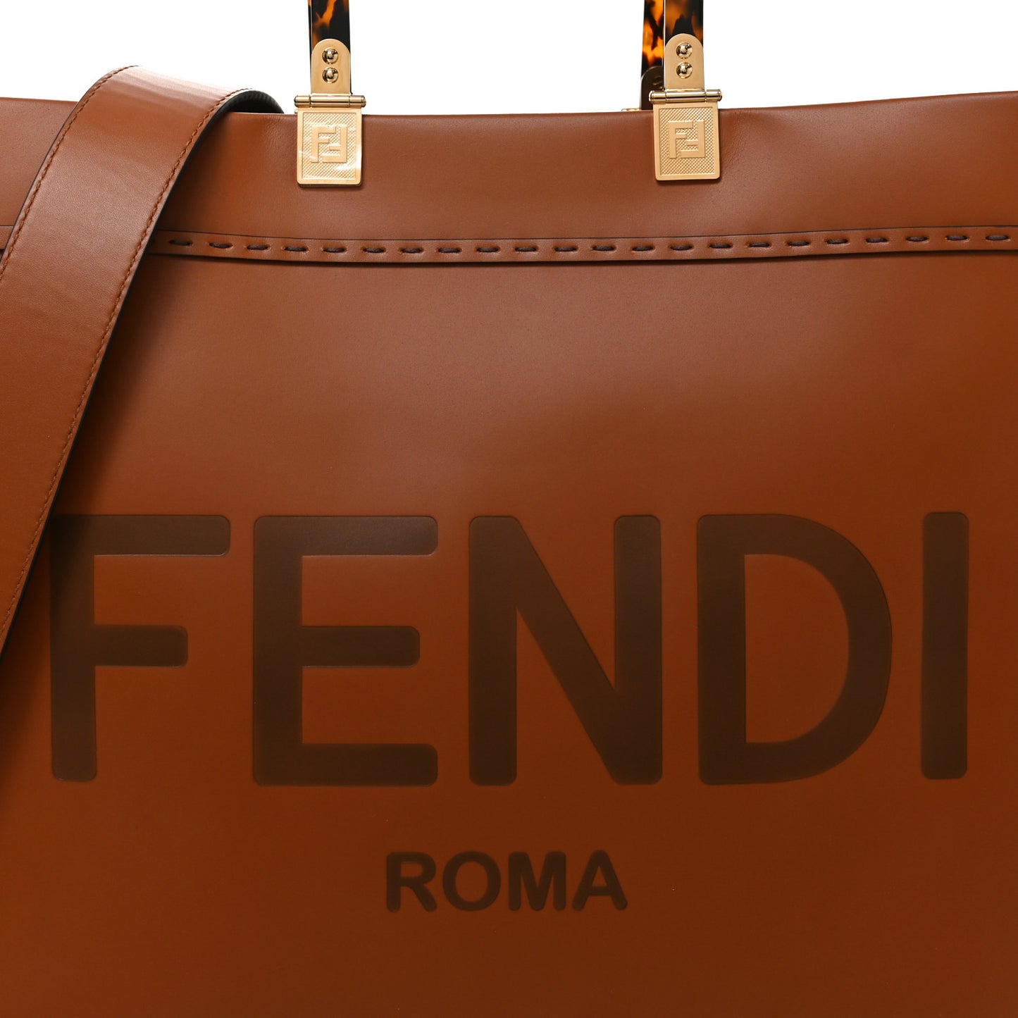 Vitello King Plexiglass Medium Fendi Sunshine Shopper Tote Cuoio
