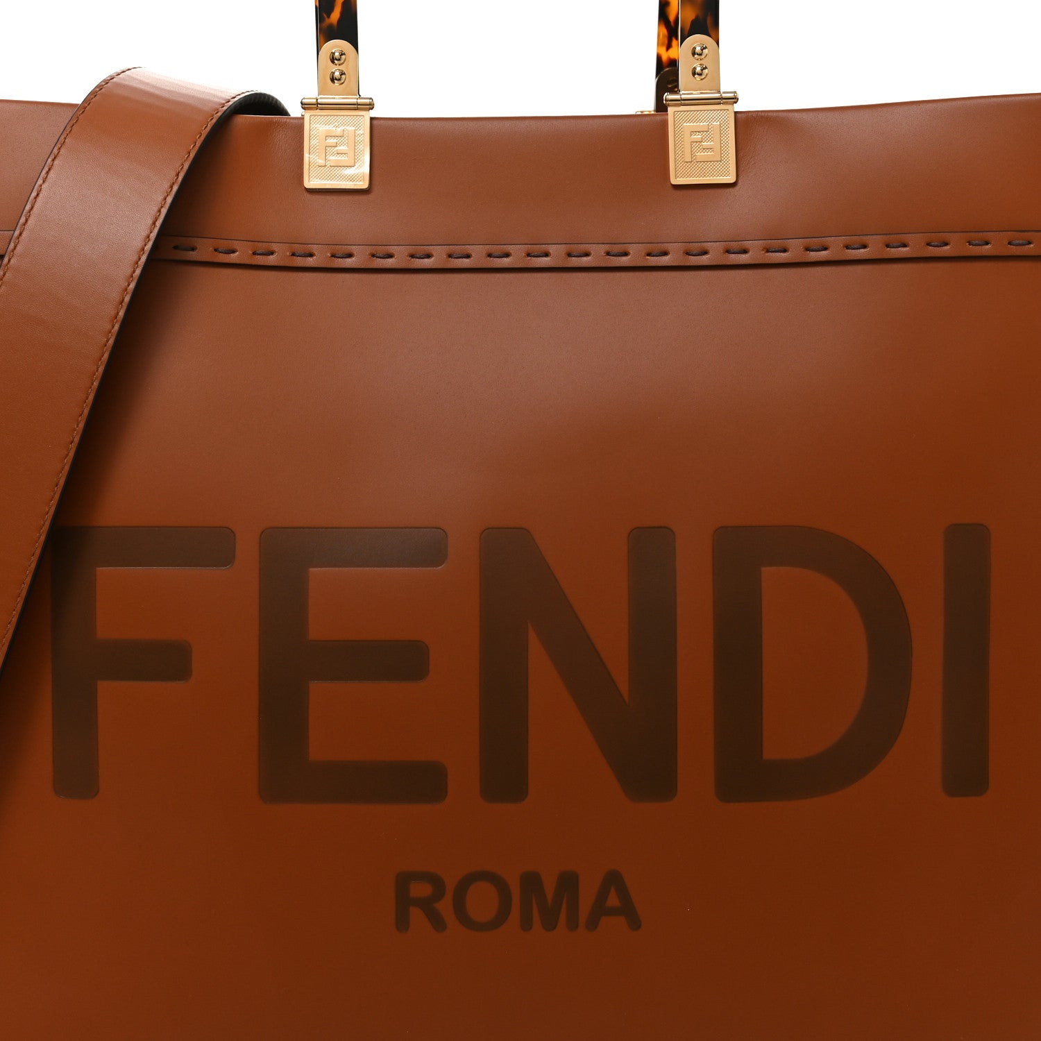 Fendi Vitello King Plexiglass Medium Fendi Sunshine Shopper Tote Cuoio 7 of 9