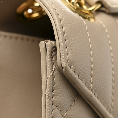 Saint Laurent Grain De Poudre Mixed Matelasse Large Triquilt Monogram Satchel Dark Beige 12 of 13