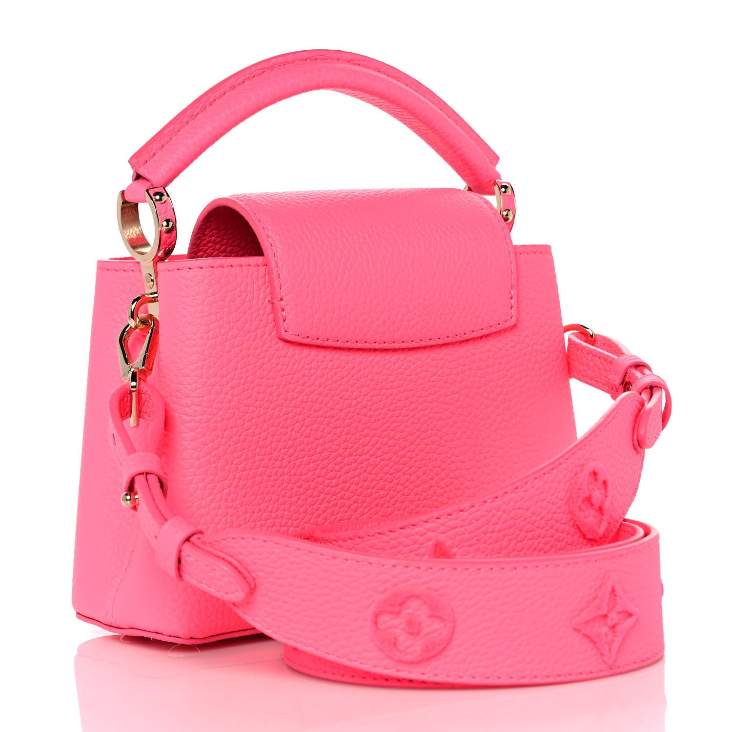 Louis Vuitton Taurillon Monogram Tuffetage Capucines Mini Fluo Pink 2 of 7