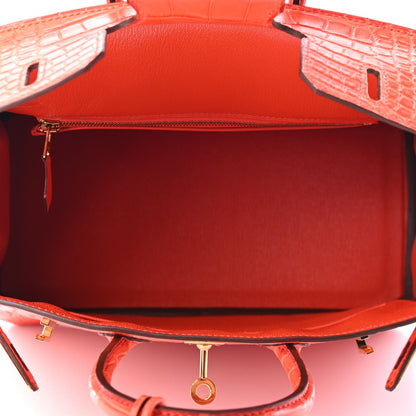 Hermes Matte Alligator Birkin 25 Orange Poppy 7 of 9