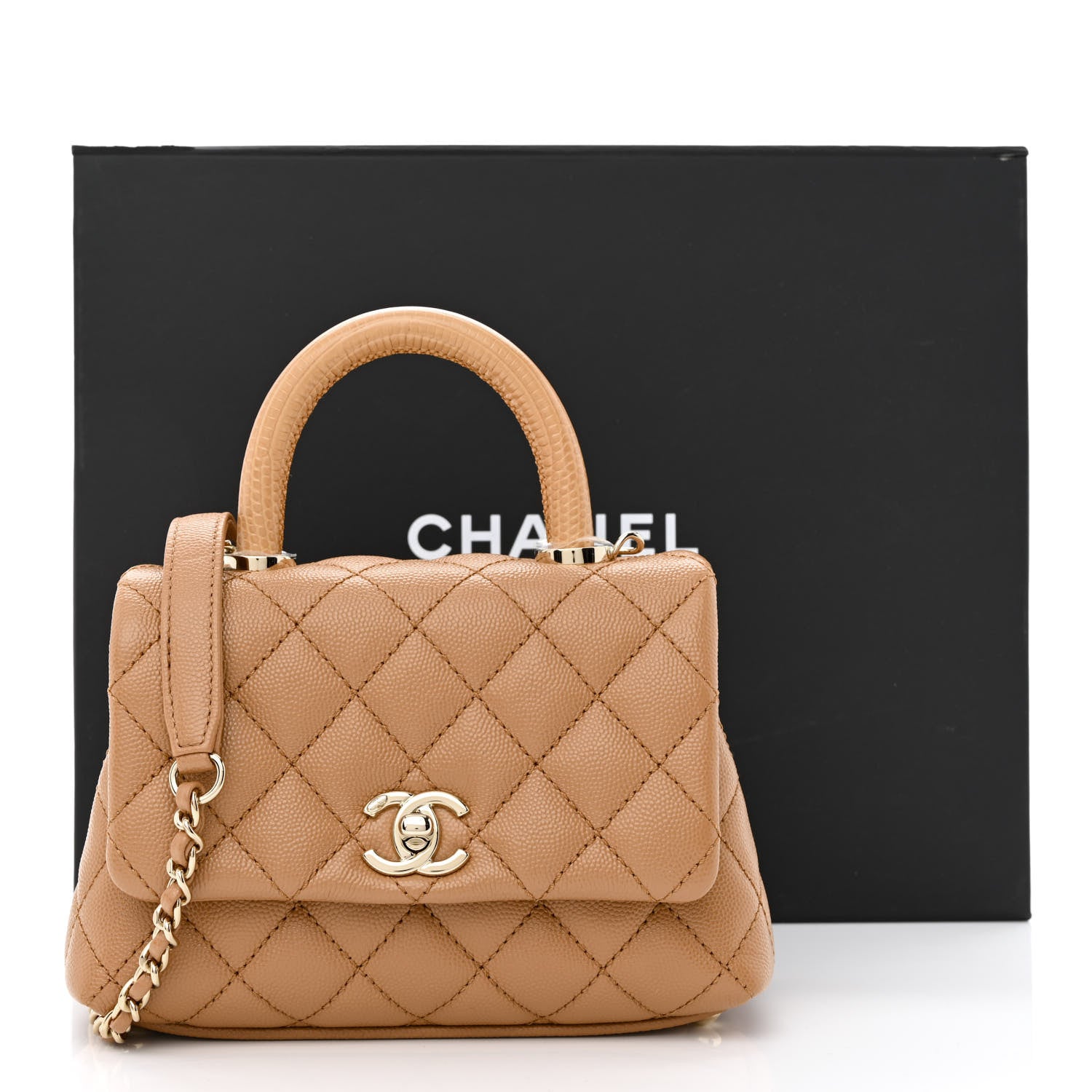 Chanel Caviar Lizard Embossed Quilted Extra Mini Coco Handle Flap Brown 11 of 11