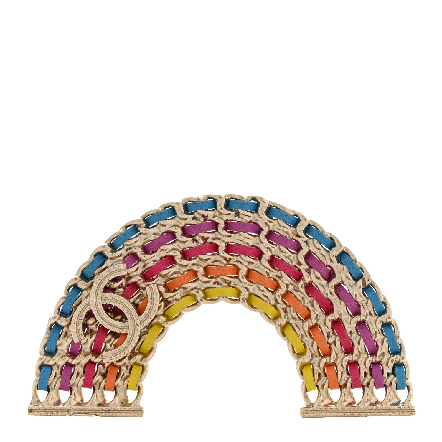 Chanel Lambskin Chain Rainbow CC Brooch Gold Multicolor 1 of 4
