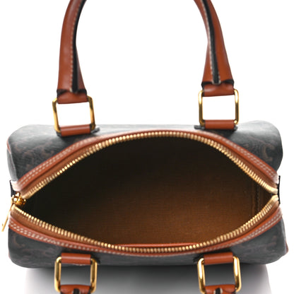 Celine Triomphe Canvas Calfskin Small Boston Bag Tan 5 of 9
