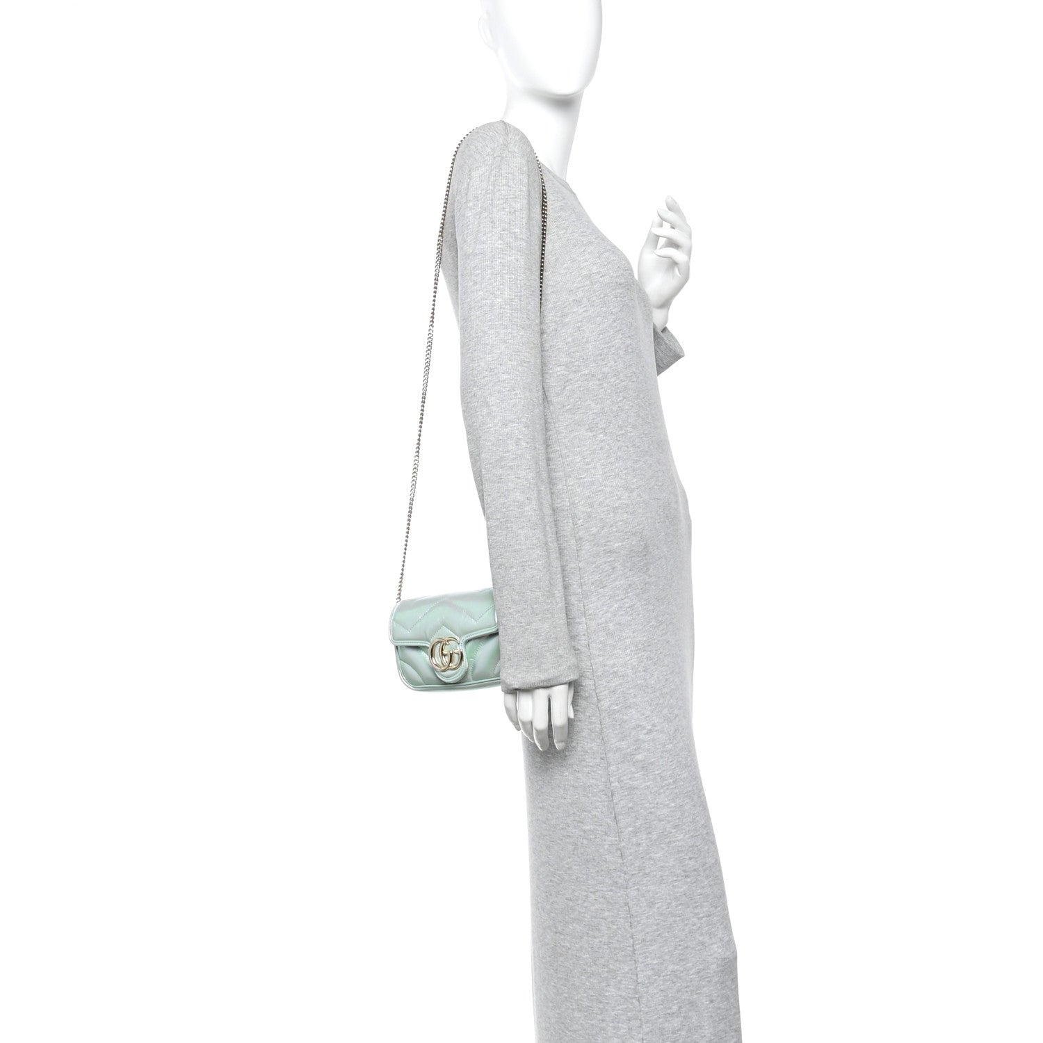 Gucci Iridescent Nappa Chevron Matelasse Super Mini GG Marmont Shoulder Bag Green Iridescent 2 of 11