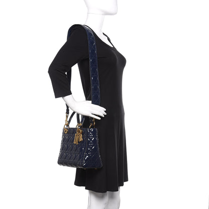 Christian Dior Patent Cannage Medium Lady Dior Navy Blue 2 of 9