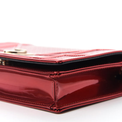 Christian Dior Metallic Patent Micro-Cannage Diorama Wallet on Chain Pouch Red 7 of 10