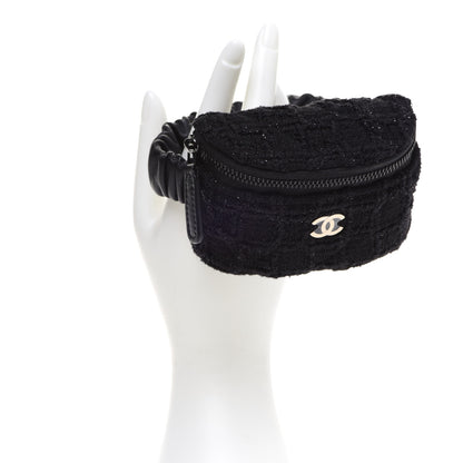 Chanel Tweed Lambskin Quilted Arm Coin Purse Black 2 of 8