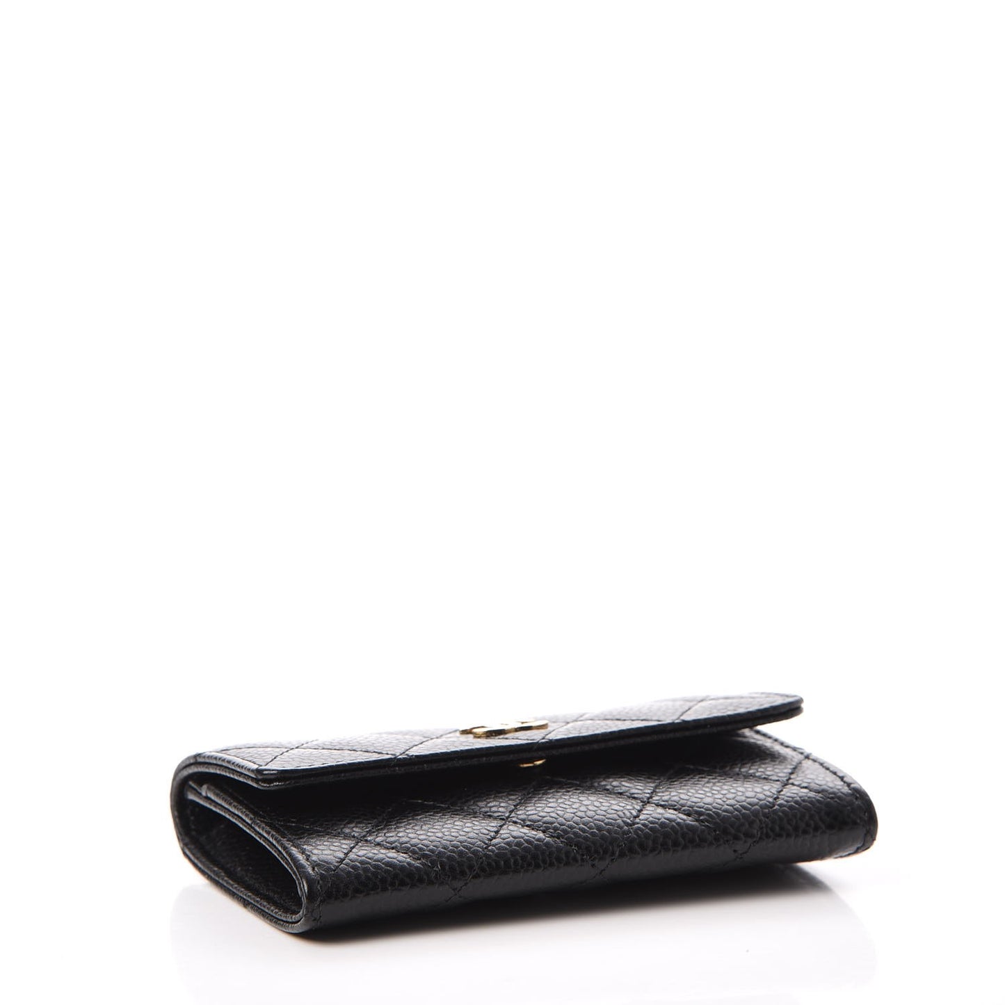Caviar Quilted Flap Card Holder Black