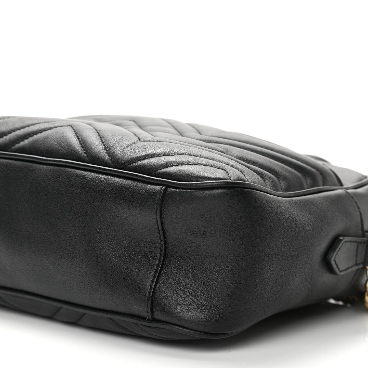 Gucci Calfskin Matelasse Medium GG Marmont Chain Shoulder Bag Black 10 of 12