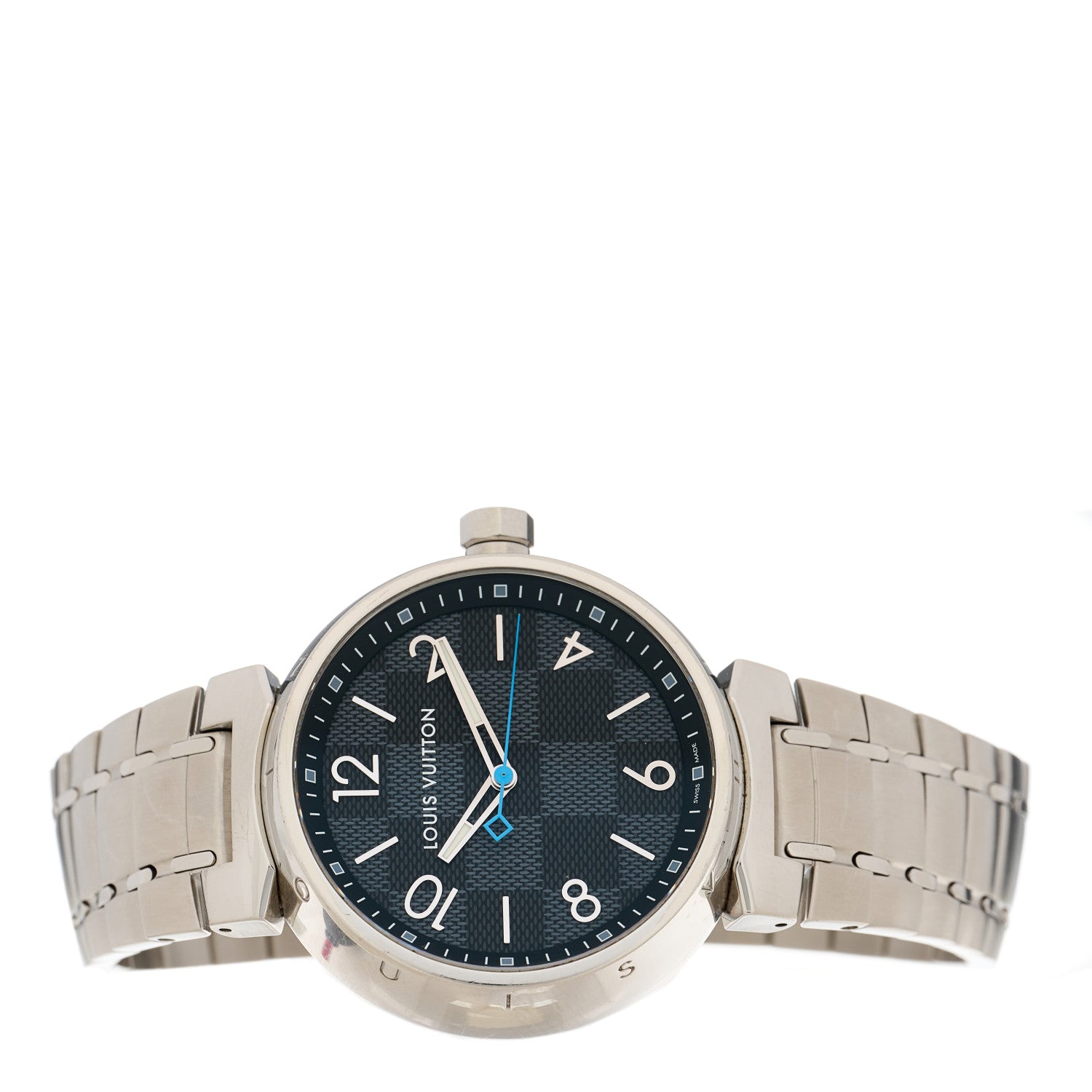 Louis Vuitton LOUIS VUITTON Stainless Steel Damier Graphite 41mm Tambour Quartz Watch 2 of 8