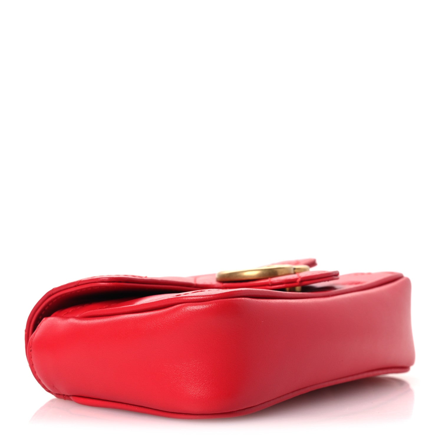 Gucci Calfskin Matelasse Super Mini GG Marmont Shoulder Bag Hibiscus Red 4 of 12