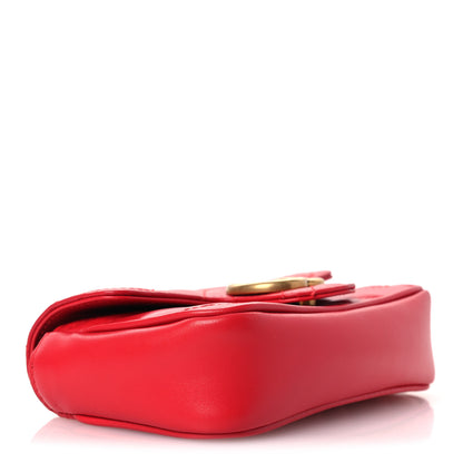 Gucci Calfskin Matelasse Super Mini GG Marmont Shoulder Bag Hibiscus Red 4 of 12