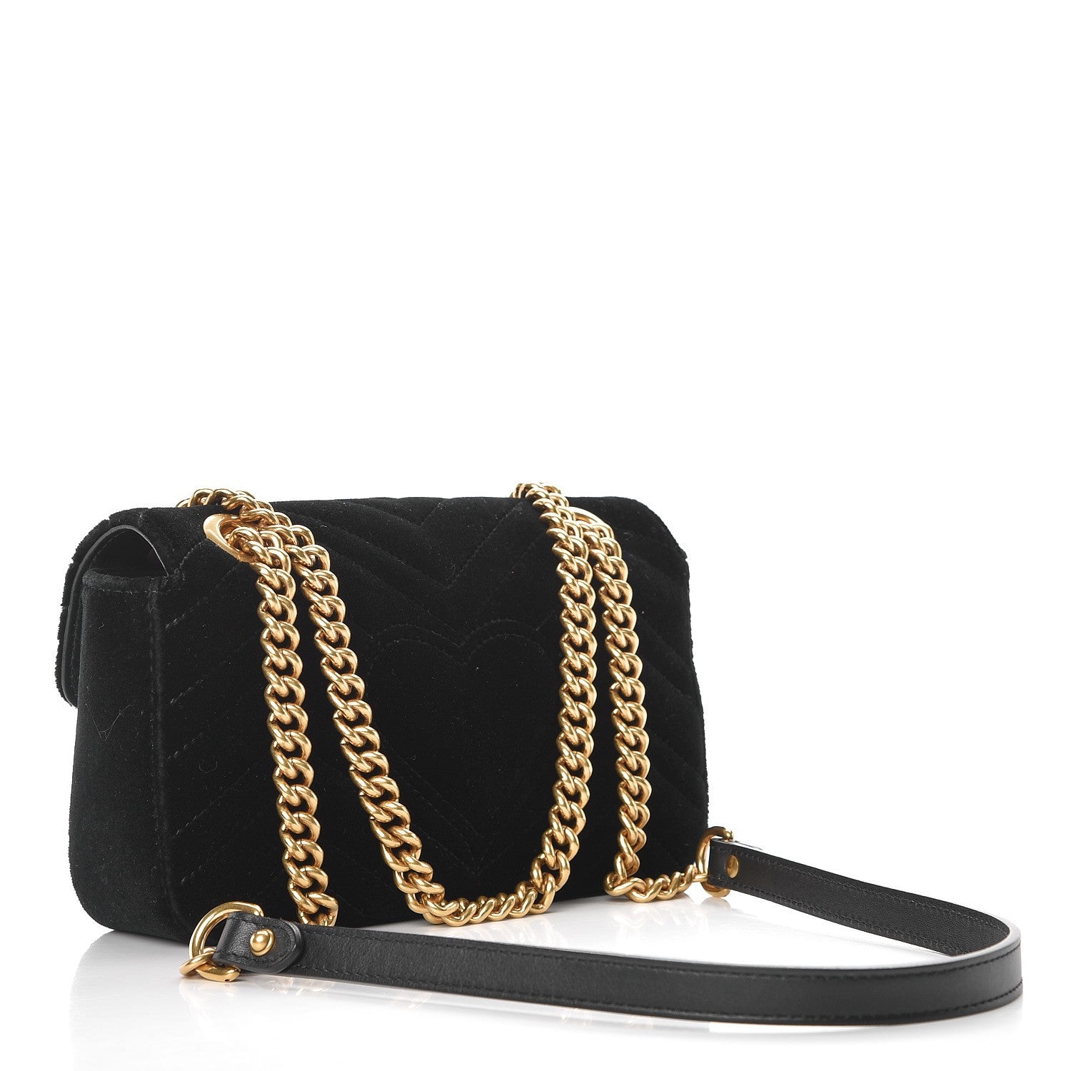 Gucci Velvet Matelasse Mini GG Marmont Shoulder Bag Black 3 of 7