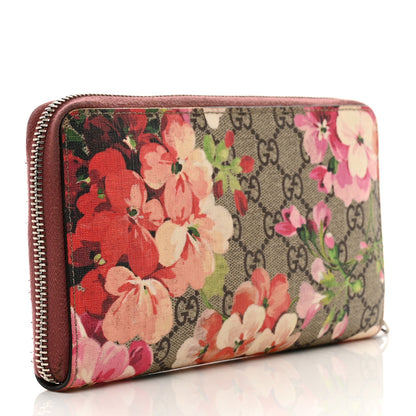 Gucci GG Supreme Monogram Blooms Zip Around Wallet Beige Multicolor Dry Rose 3 of 10