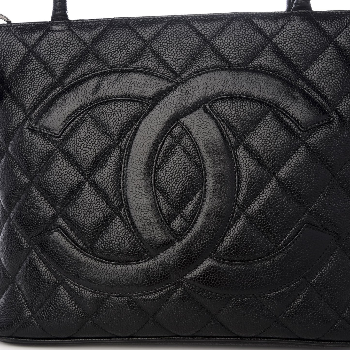 Caviar Quilted Medallion Tote Black