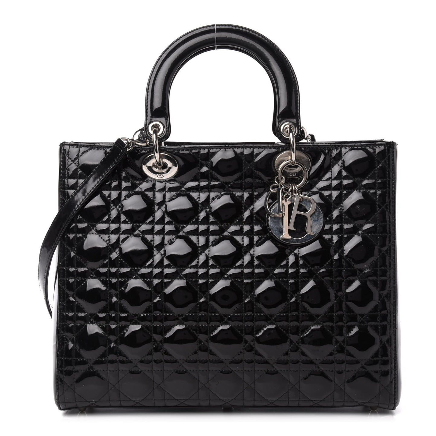 Patent Cannage Large Lady Dior Black