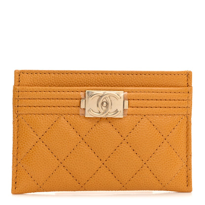 Chanel Caviar Quilted Boy Card Holder Yellow 1 of 8