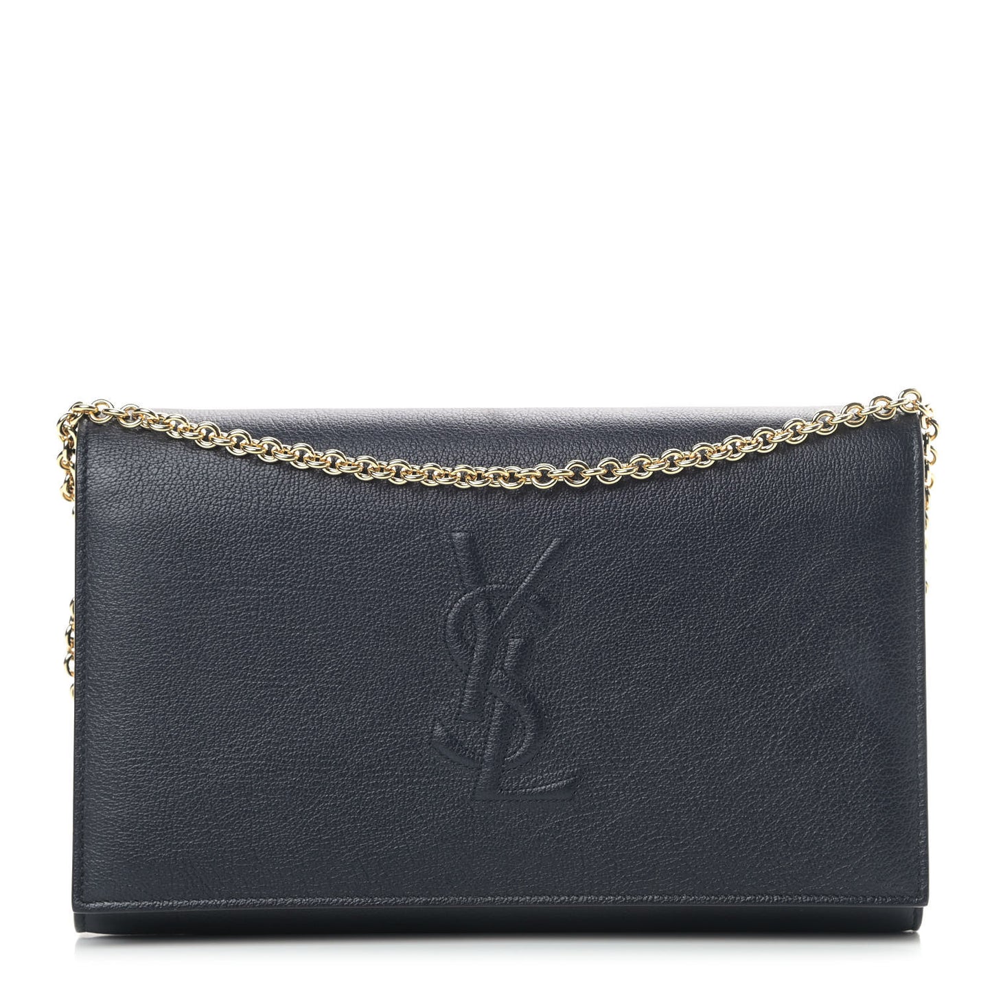 Calfskin Monogram Belle de Jour Chain Clutch Navy