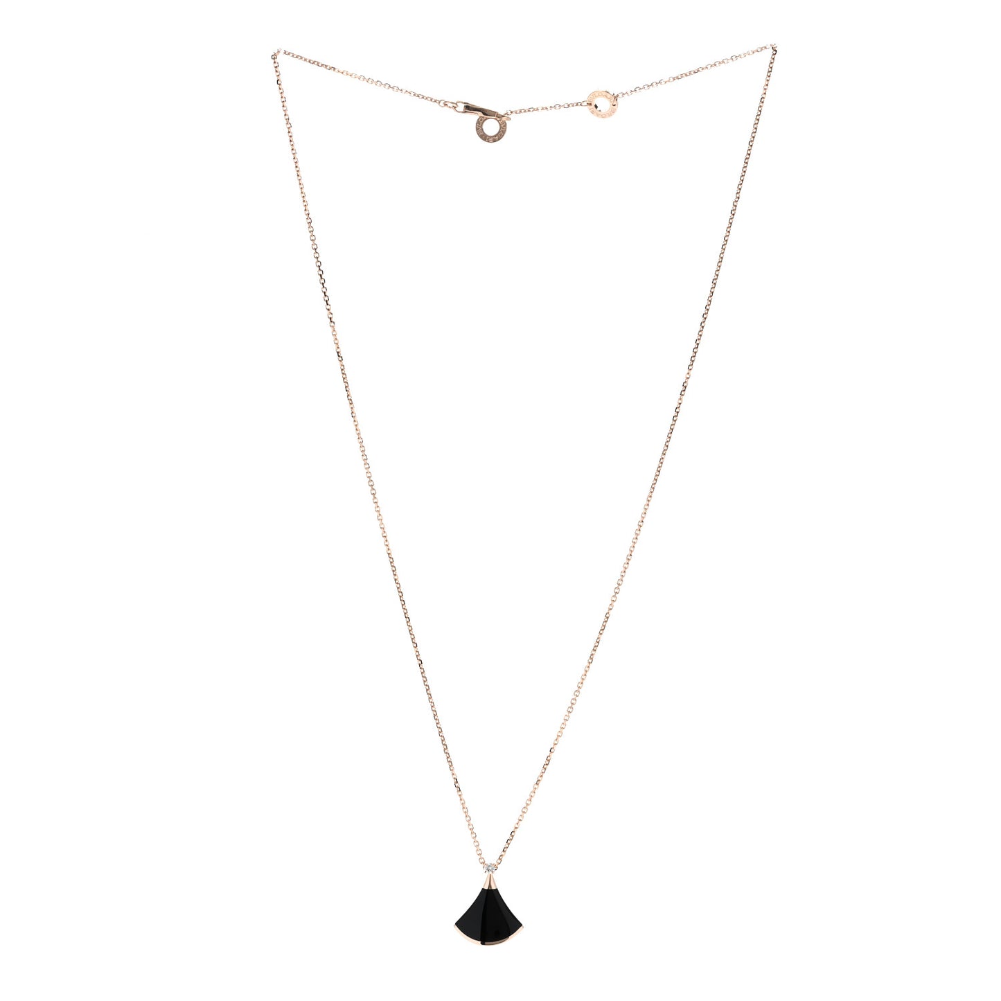 18K Rose Gold Diamond Black Onyx Divas' Dream Pendant Necklace