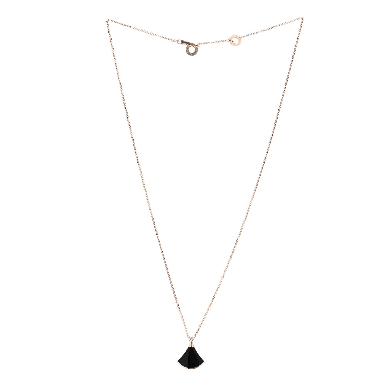 Bulgari 18K Rose Gold Diamond Black Onyx Divas' Dream Pendant Necklace 3 of 6
