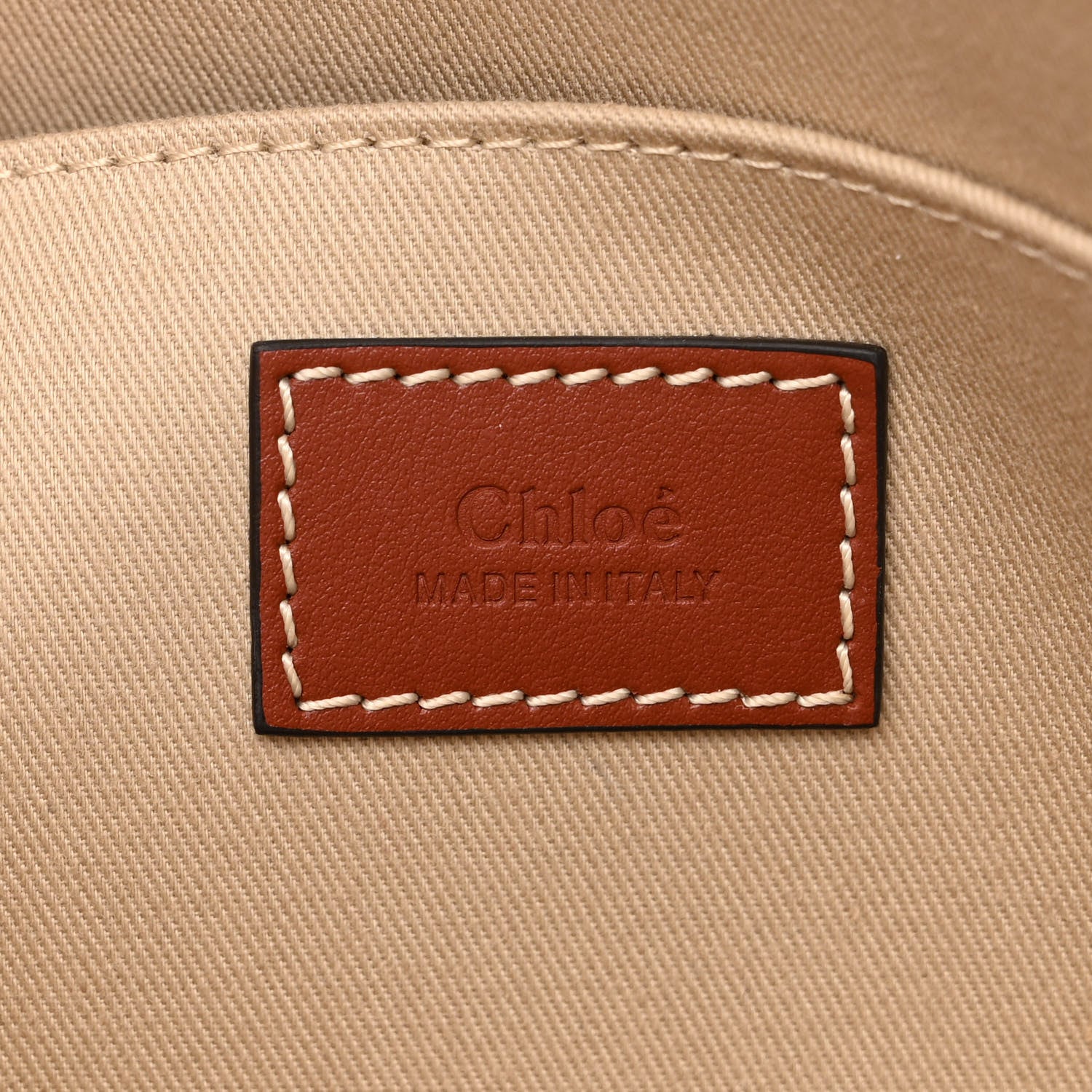 Chloe Cotton Calfskin Medium Woody Ribbon Tote White Brown 6 of 10