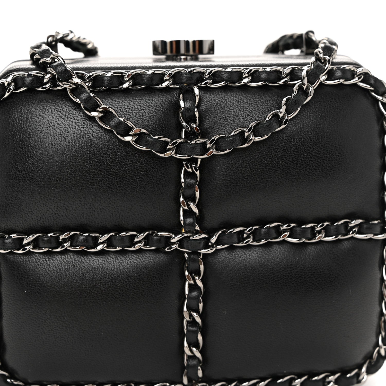 Chanel Lambskin Minaudiere Chain Clutch Black 8 of 11