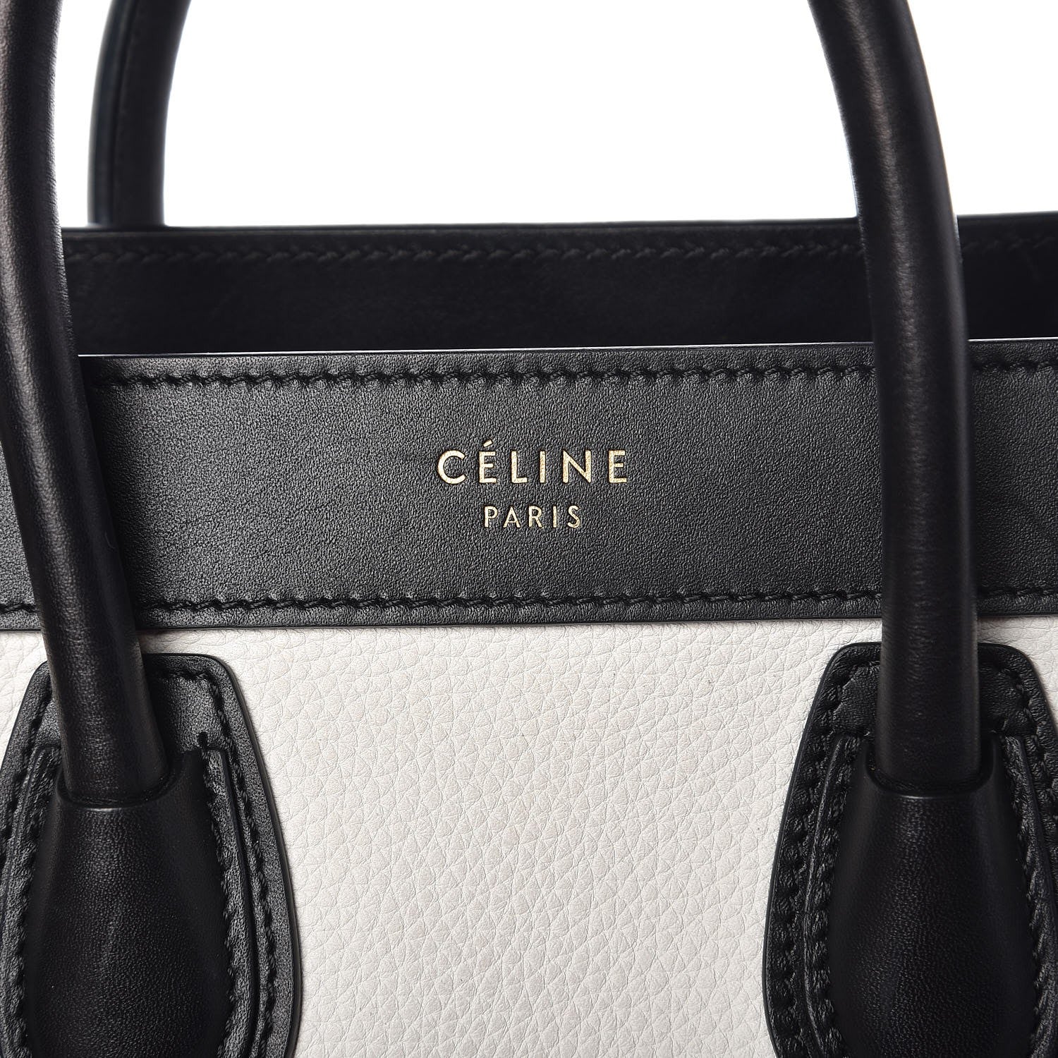 Celine Bullhide Calfskin Nubuck Bi-Color Nano Luggage Black White 6 of 9