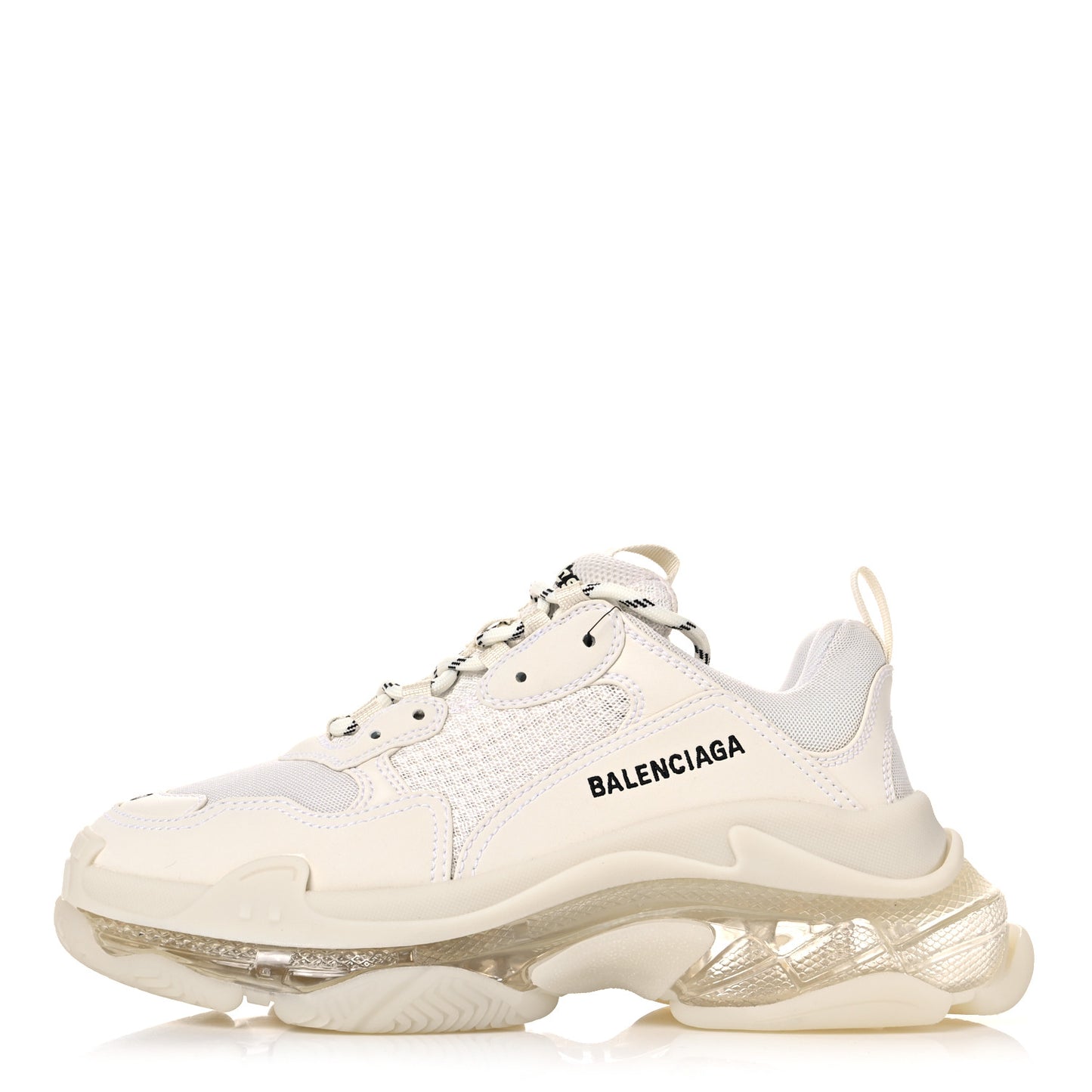 Fabric Mesh Clear Sole Womens Triple S Sneakers 40 White