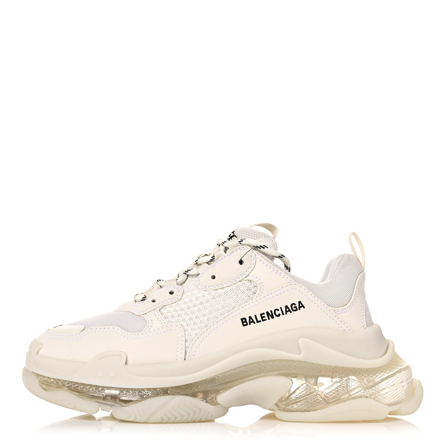Balenciaga Fabric Mesh Clear Sole Womens Triple S Sneakers 40 White 1 of 13