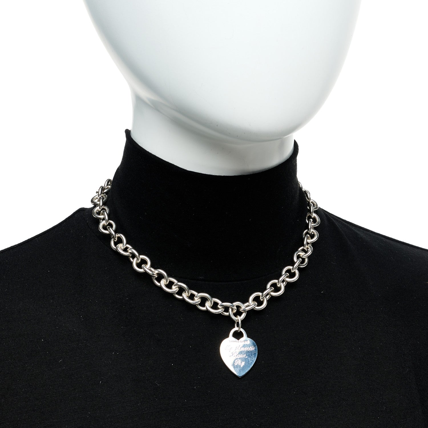 Tiffany Sterling Silver Heart Tag Pendant Necklace 2 of 6