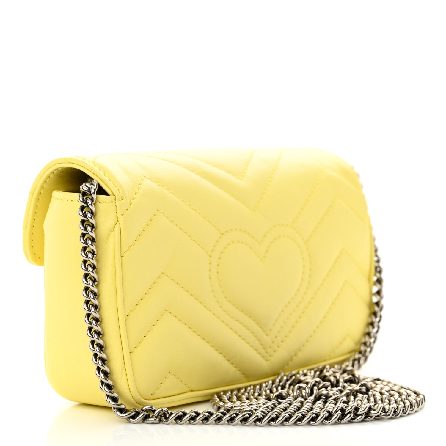 Gucci Calfskin Matelasse Super Mini GG Marmont Shoulder Bag Banana 3 of 11