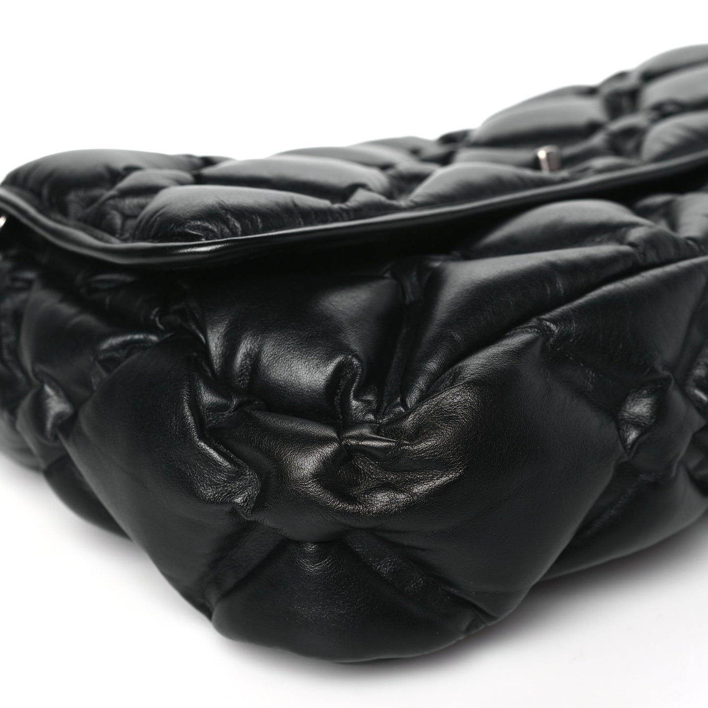 Calfskin Quilted Large Chesterfield Flap Black