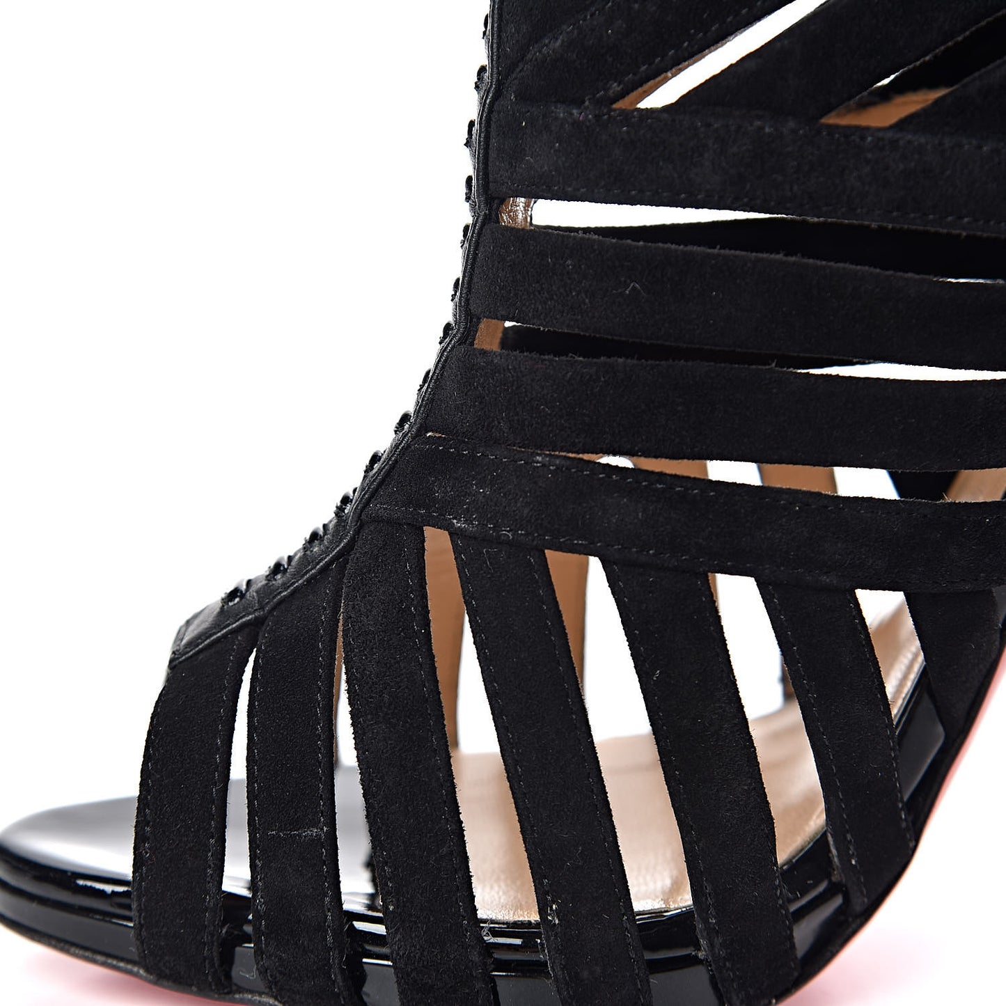 Suede Calfskin Patent Karina 120 Booties 39.5 Black