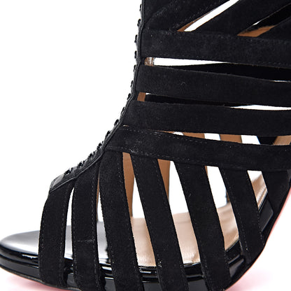 Christian Louboutin Suede Calfskin Patent Karina 120 Booties 39.5 Black 8 of 14